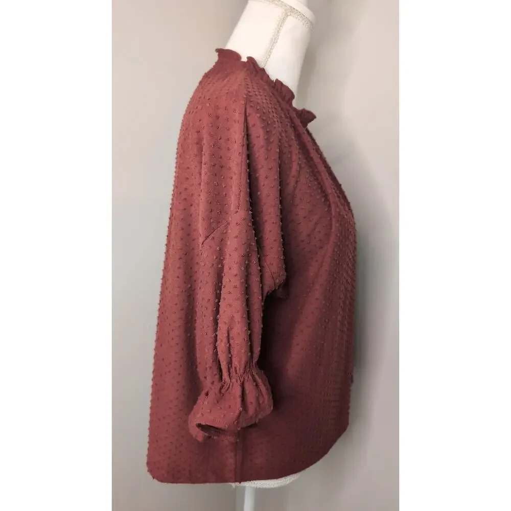 Madewell Texture & Thread Swiss Dot Blouse Medium Boho Romantic Top